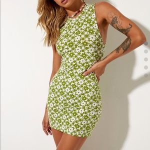Motel rocks green and white flower mini dress